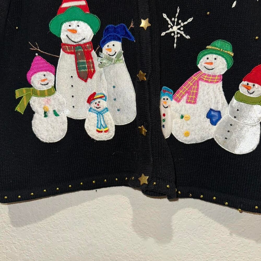 Vintage Hampshire Studio SNOWman Winter Christmas vest. 1X - Picture 4 of 5